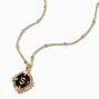 Gold Antiqued Medallion Initial Pendant Necklace - S,