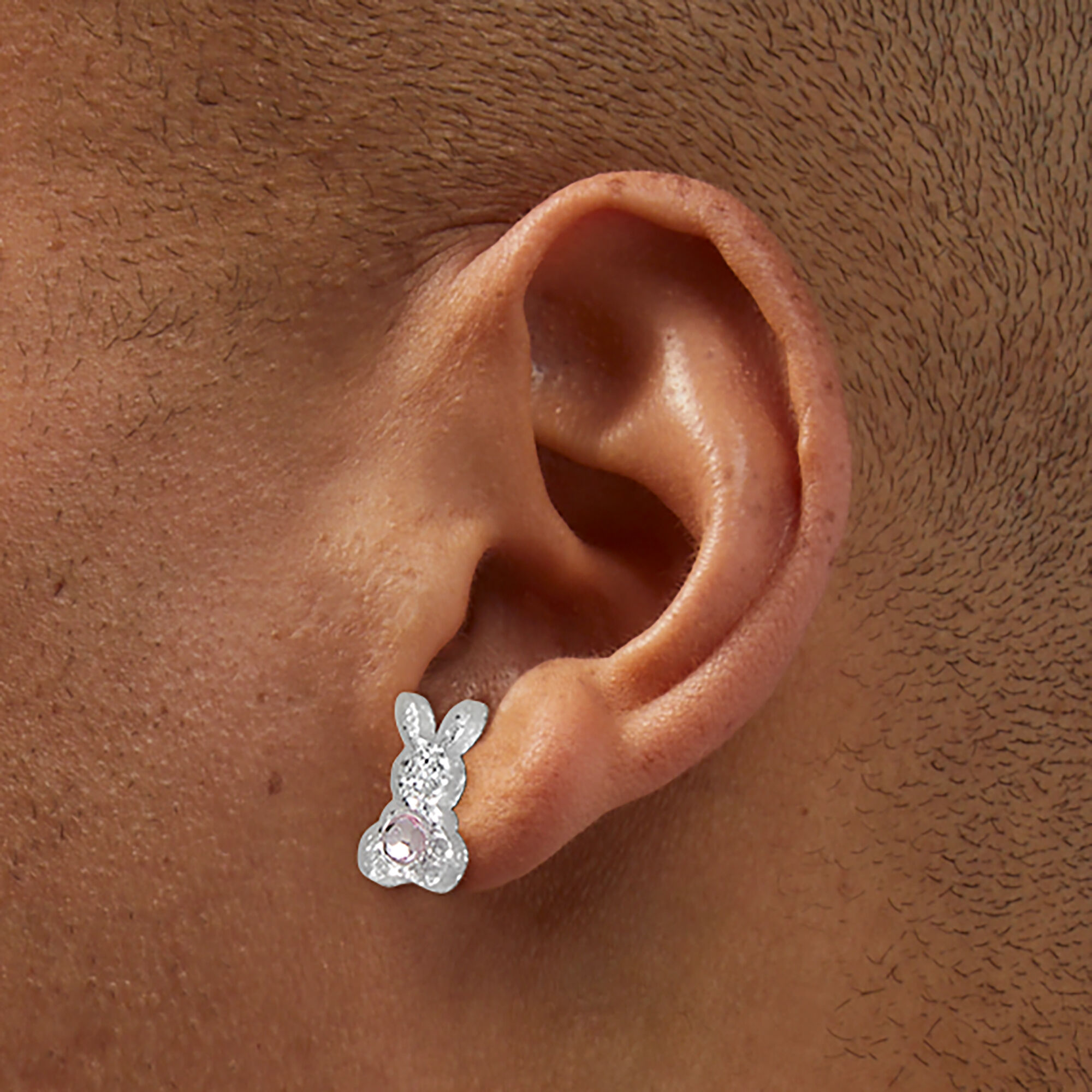 Bling Easter Bunny Stud Earrings,