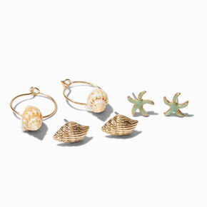Seashell Earring Stackables Set - 3 Pack,