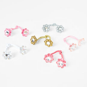 Claire&#39;s Club Multicolored Flower Hair Ties - 6 Pack,