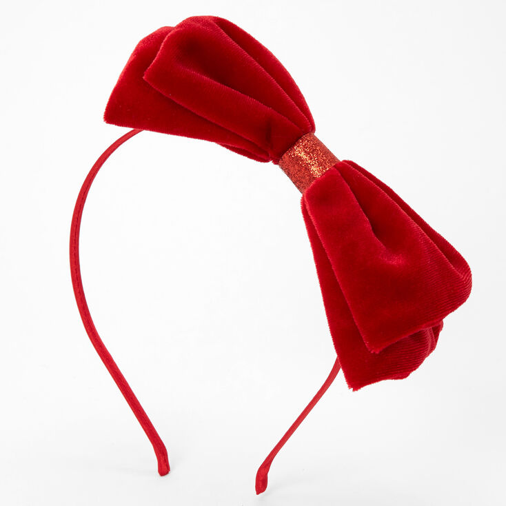 Velvet Bow Headband - Red | Claire's