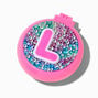 Bejeweled Initial Pop-Up Hair Brush Compact Mirror - L,