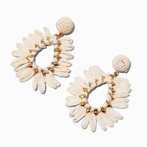 Tan Raffia Teardrop Drop Earrings,