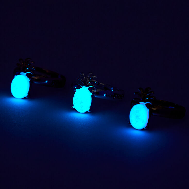 Best Friends Mixed Metal Glow In The Dark Pineapple Rings &#40;3 Pack&#41;,
