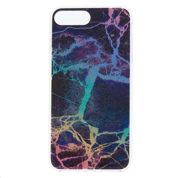 Claire's Coque de portable avec paillettes arc-en-ciel et effet marbré craquelé - Compatible avec iPhone 5/5S/5SE