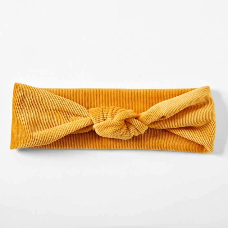 Velvet Knit Knotted Headwrap - Mustard Yellow,