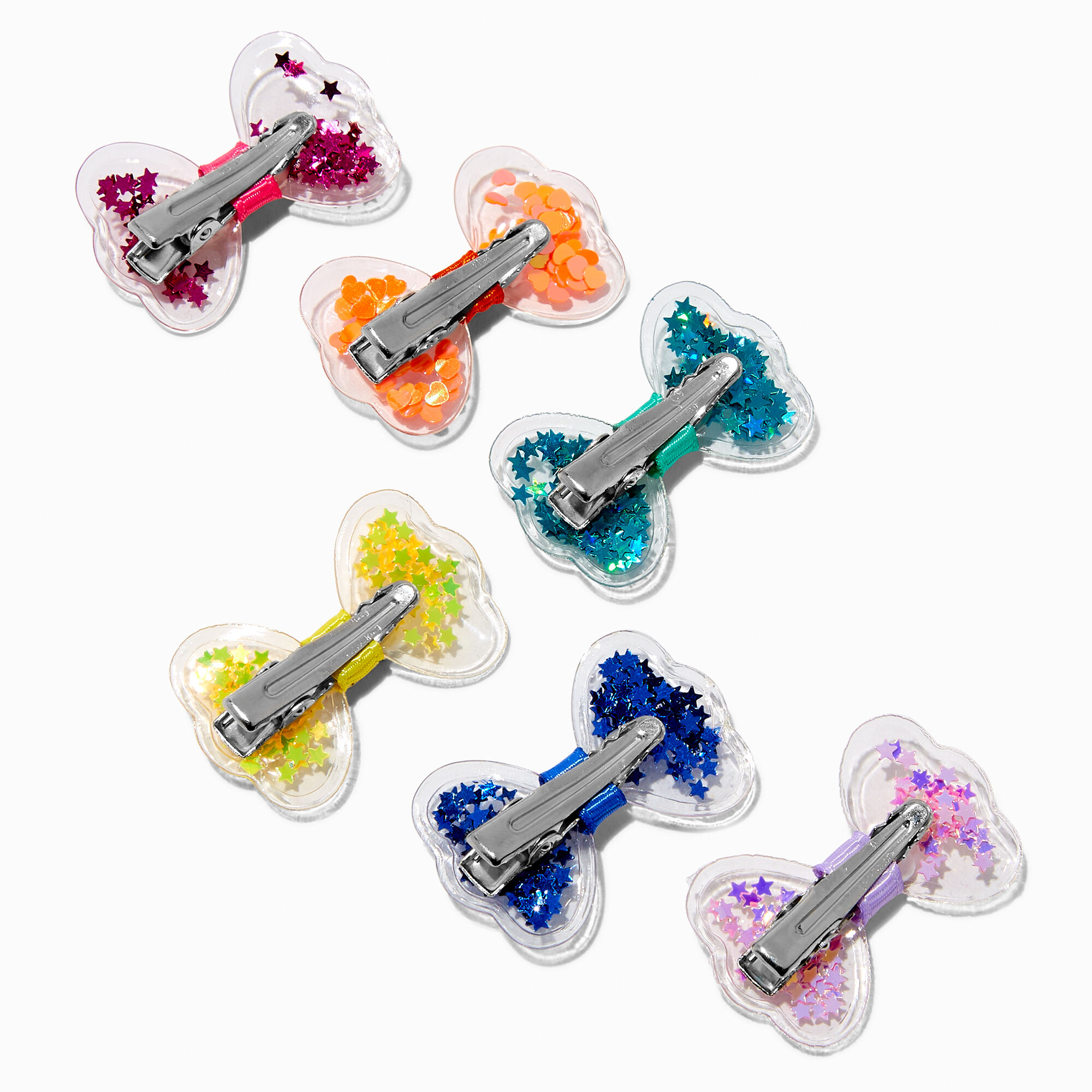 Claire's Club Rainbow Affirmation Shaker Bow Hair Clips - 6 Pack