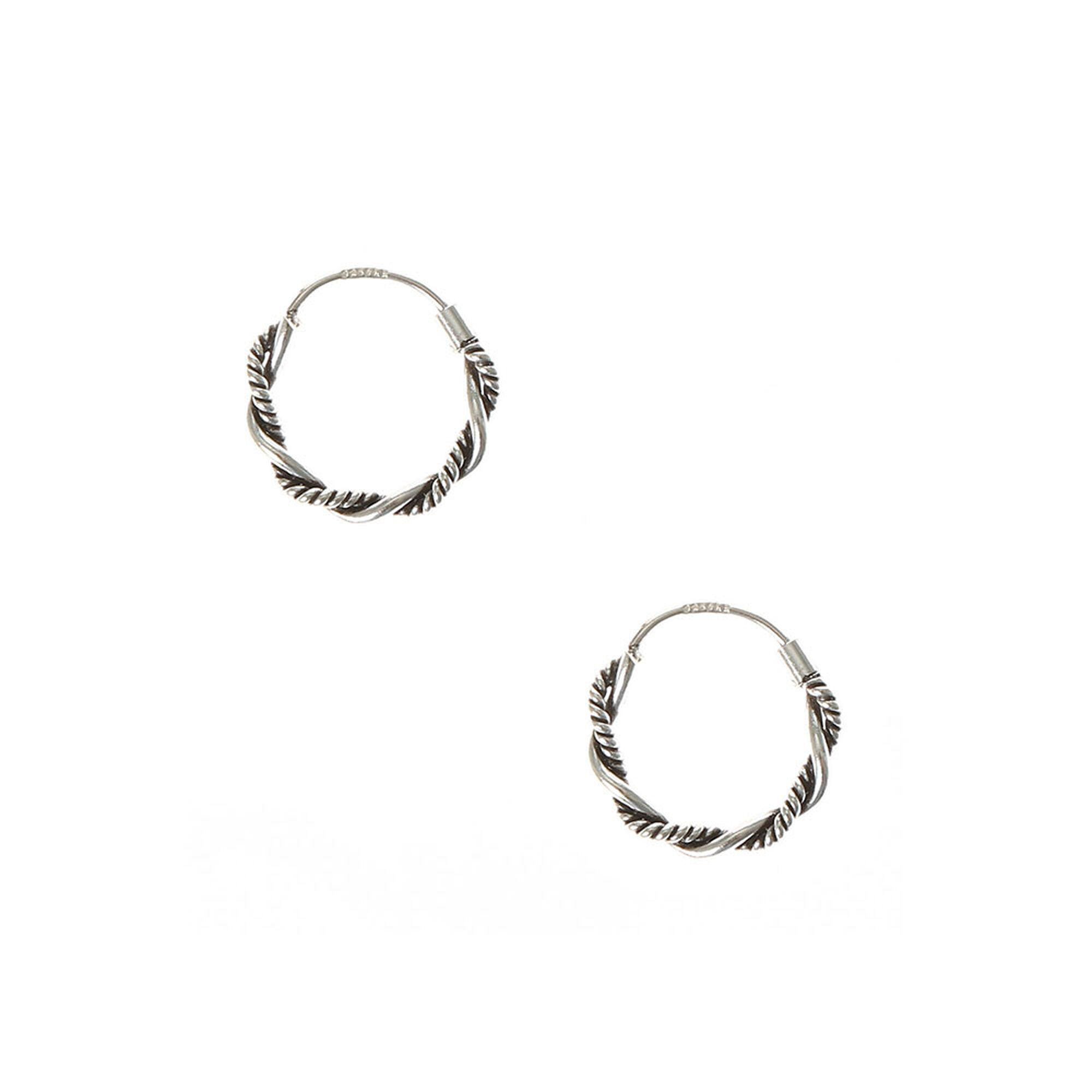 View Claires 14MM Twist Hoop Earrings Silver information