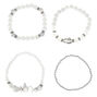 Howlite Bead Stretch Bracelets - White, 4 Pack,