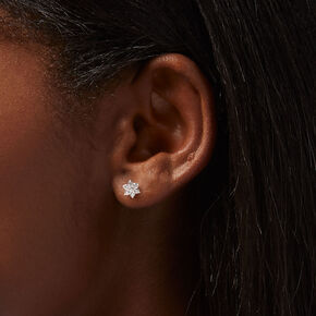 C LUXE by Claire&#39;s Sterling Silver Cubic Zirconia Flower 8mm Stud Earrings,