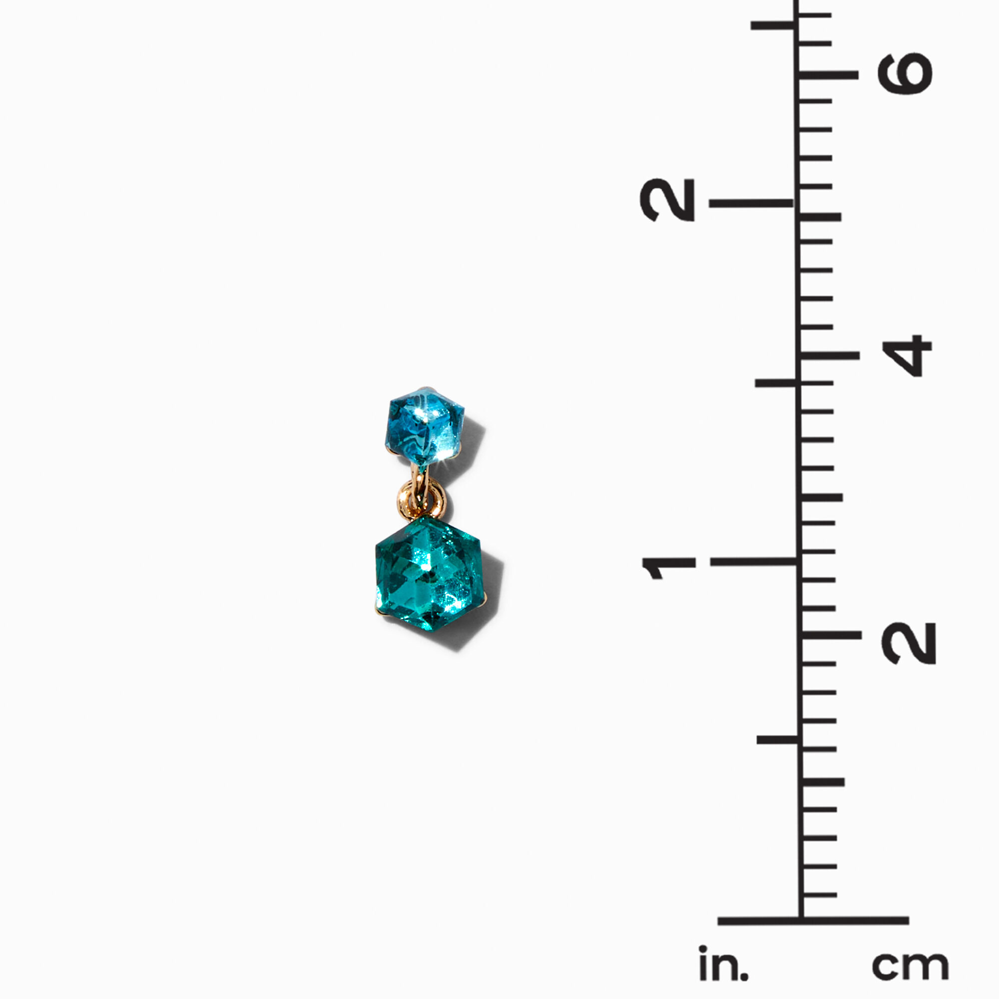 Teal Green Crystal Double Cube 0.5" Drop Earrings,