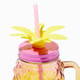 Yellow &amp; Pink Pineapple Shaped Mason Jar Tumbler,