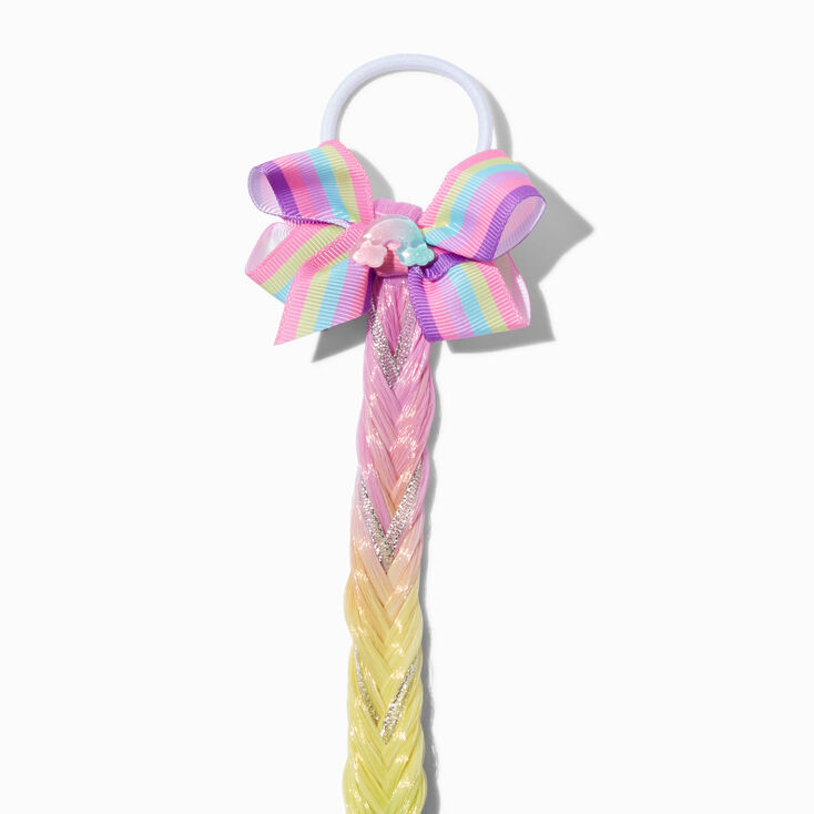 Claire&#39;s Club Rainbow Pastel Braid Faux Hair Clip,