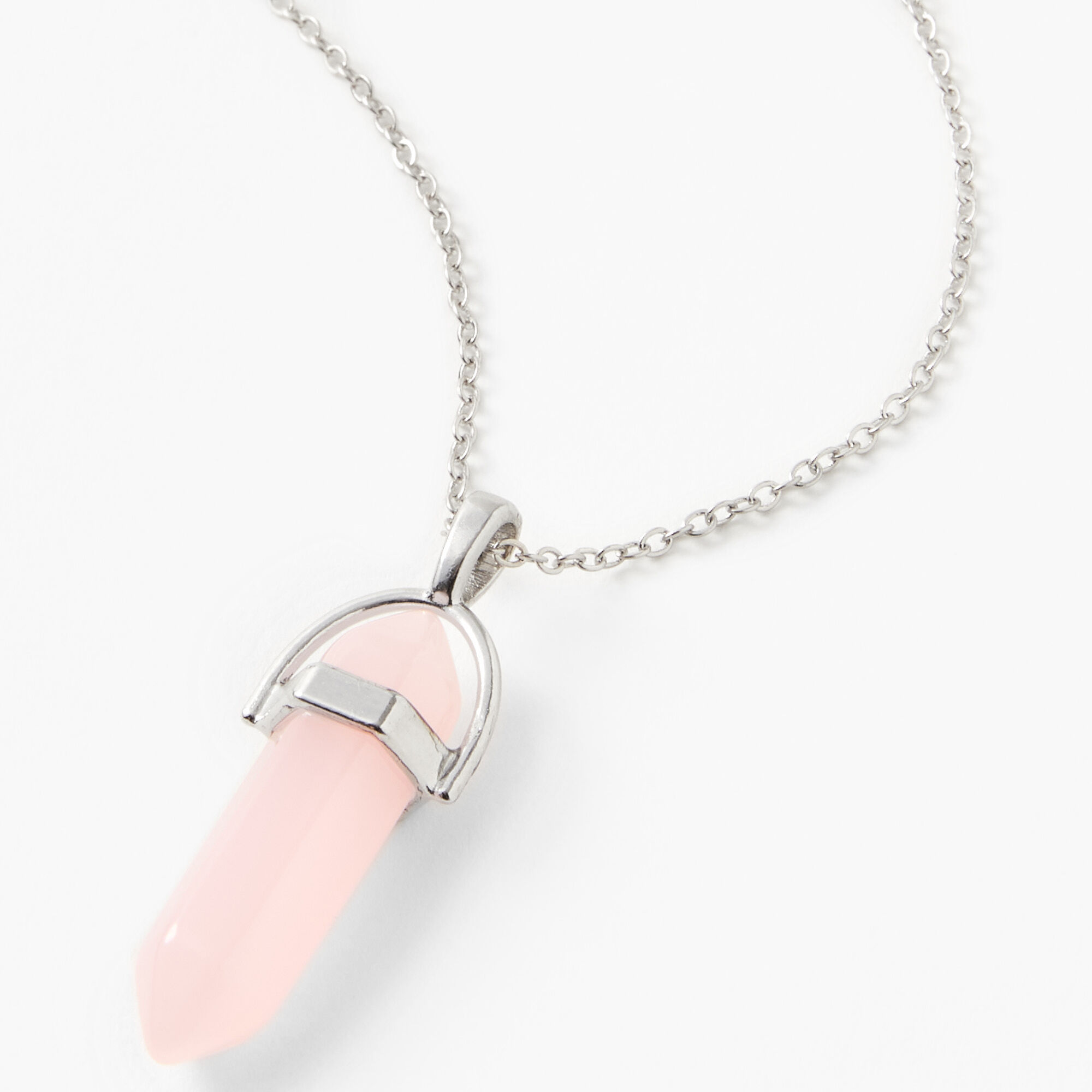 crystal necklace Glow in the Dark Healing Crystal Pendant Necklace - Pink | Claire's