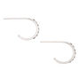 C LUXE by Claire&#39;s Sterling Silver Crystal Half Hoop Earrings,