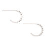 Sterling Silver Crystal Half Hoop Earrings,