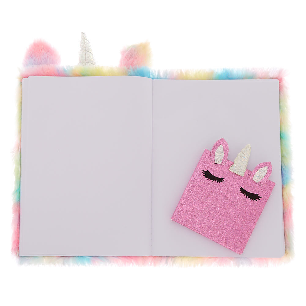 Lot de 2 carnets à croquis en peluche licorne arc-en-ciel,