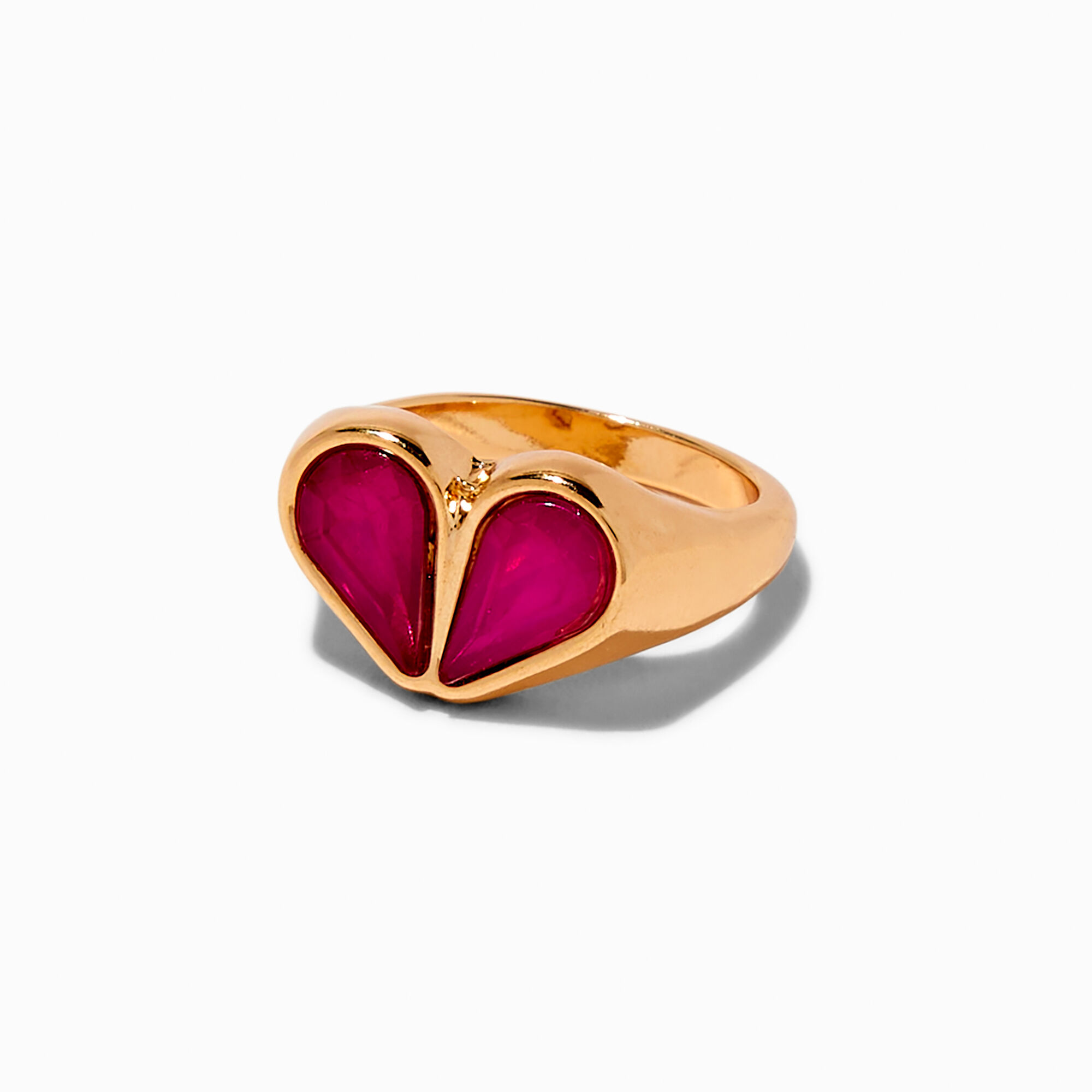 Pink Stone Heart Statement Ring,