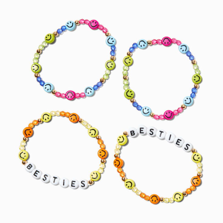 Best Friends Happy Face Beaded Stretch Bracelet Stack - 2 Pack,