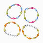 Best Friends Happy Face Beaded Stretch Bracelet Stack - 2 Pack,