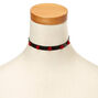 Black Leather Red Rose Choker Necklace,