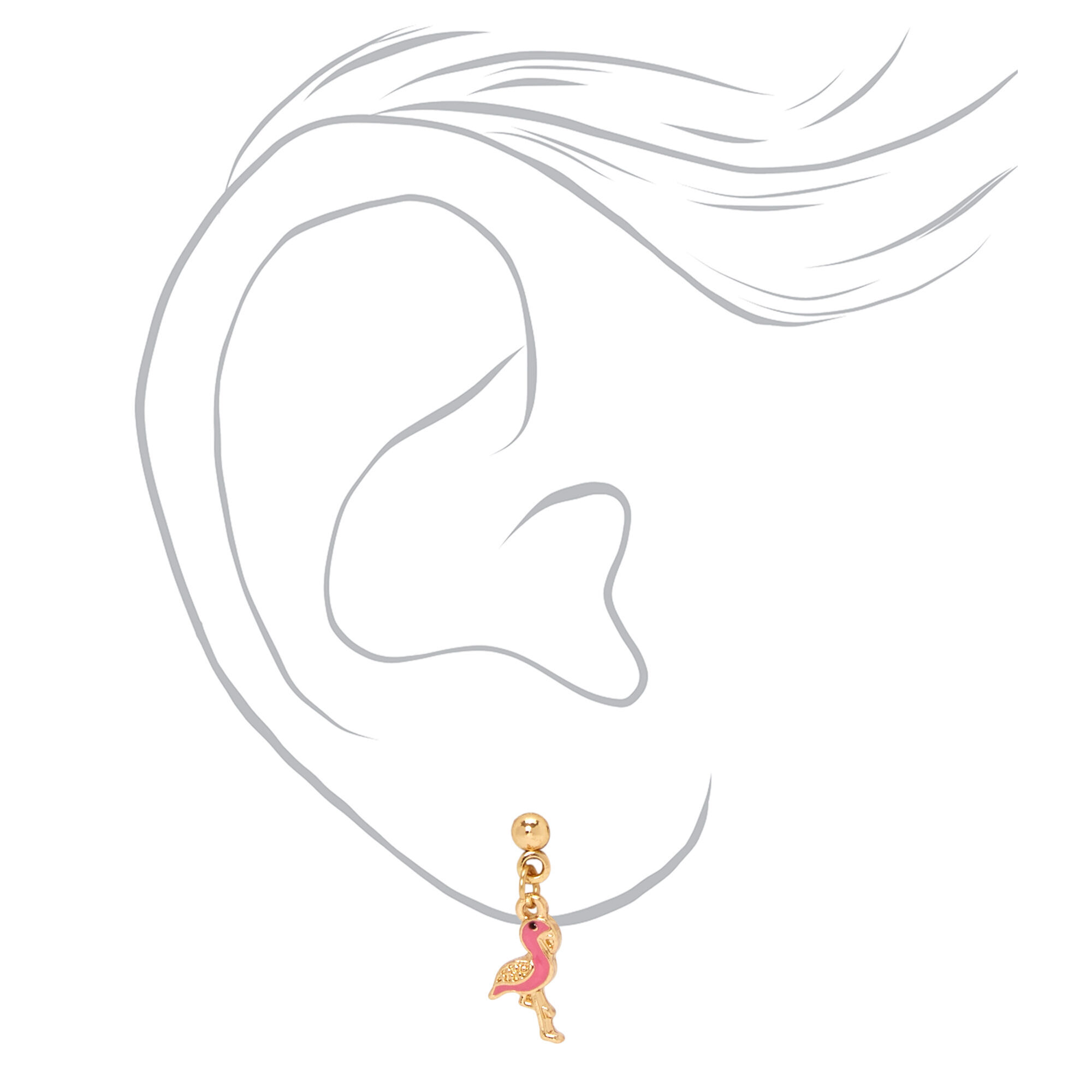 Gold Tropical Beach 1" Drop Earrings - 3 Pack,