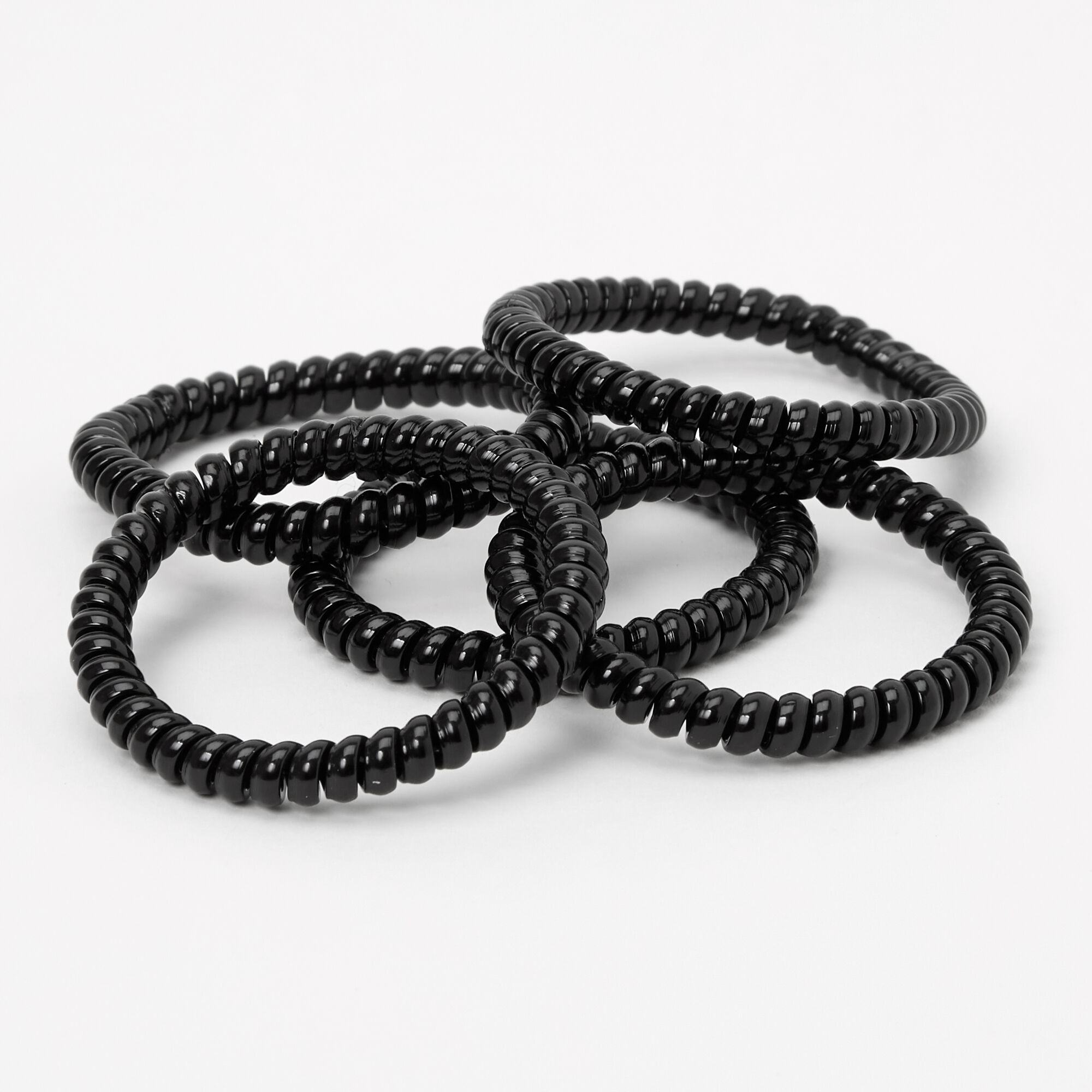 Solid Skinny Coil Hair Ties - Black, 5 Pack,