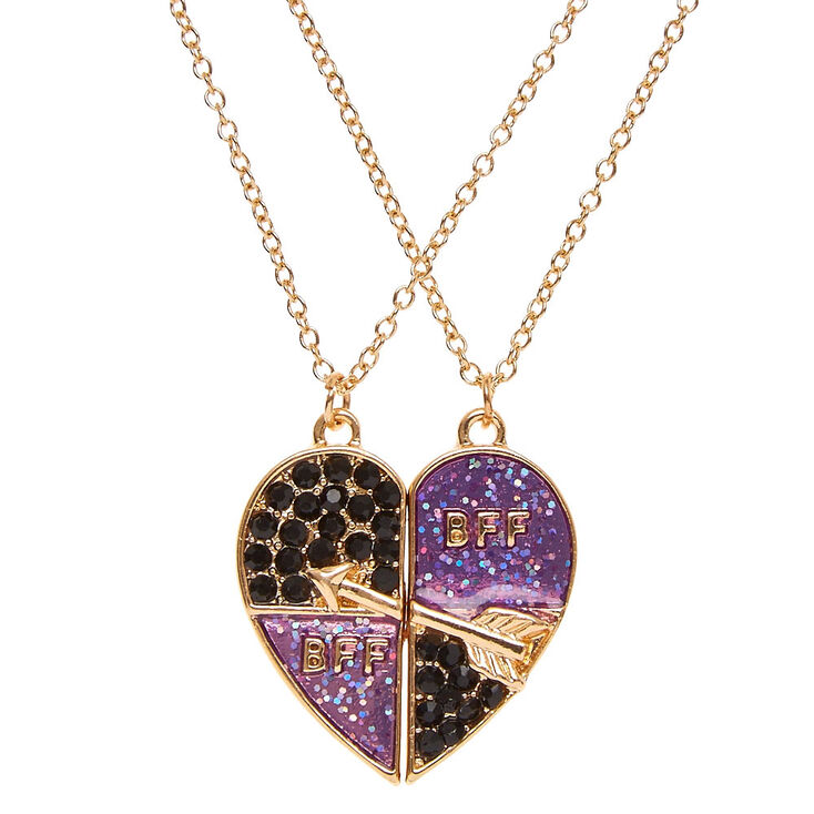Best Friends Gold Arrow Split Heart Pendant Necklaces | Claire's US