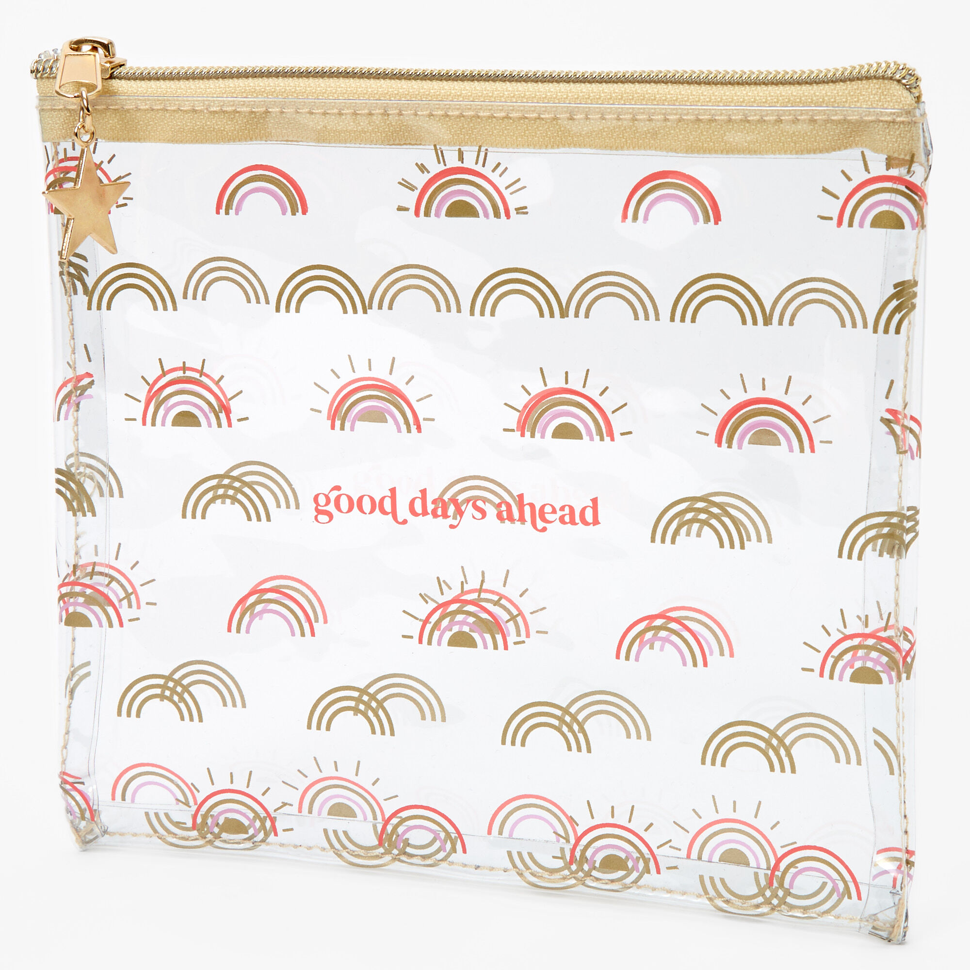 Claire's Trousse à crayons arc-en-ciel « Good Days Ahead » couleur dorée