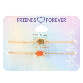 Bracelets d&#39;humeur et d&#39;amiti&eacute; avec cha&icirc;ne et tortue couleur dor&eacute;e - Lot de 2,