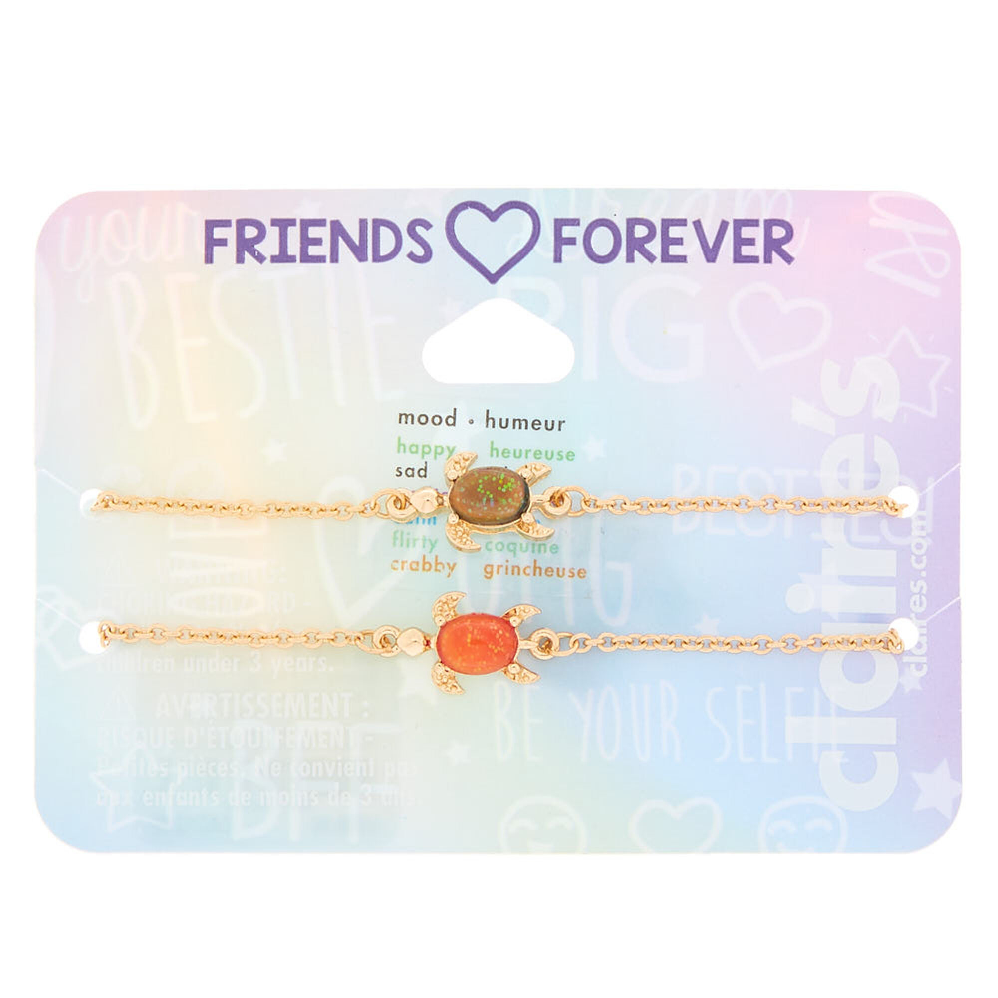 View Claires Tone Mood Turtle Chain Friendship Bracelets 2 Pack Gold information
