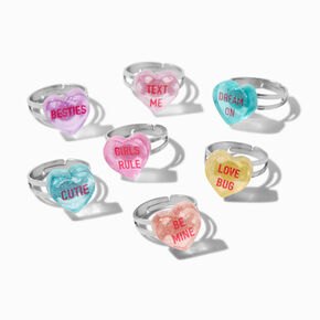 Conversation Heart Rings - 7 Pack,