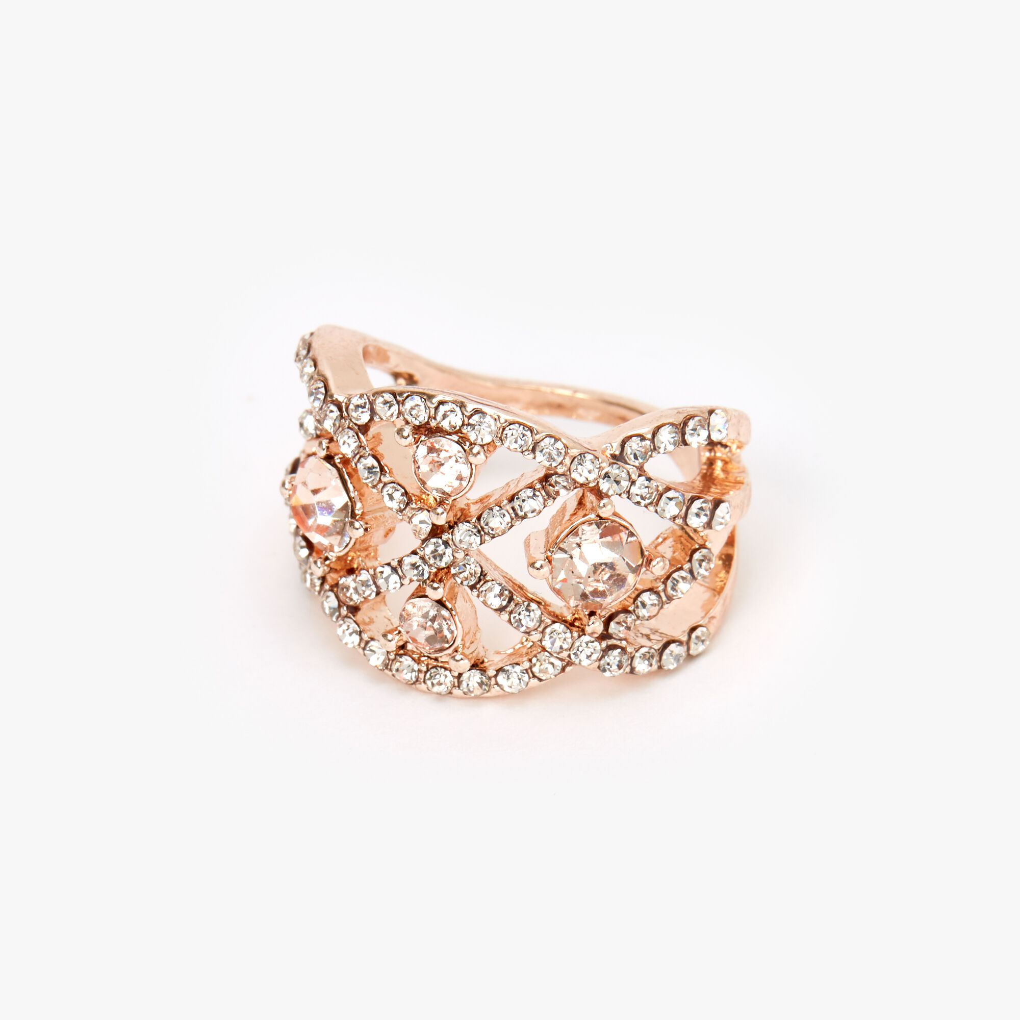 Rose Gold Embellished Evil Eye Ring,