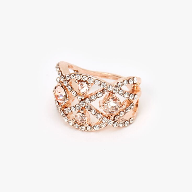 Rose Gold Embellished Evil Eye Ring,