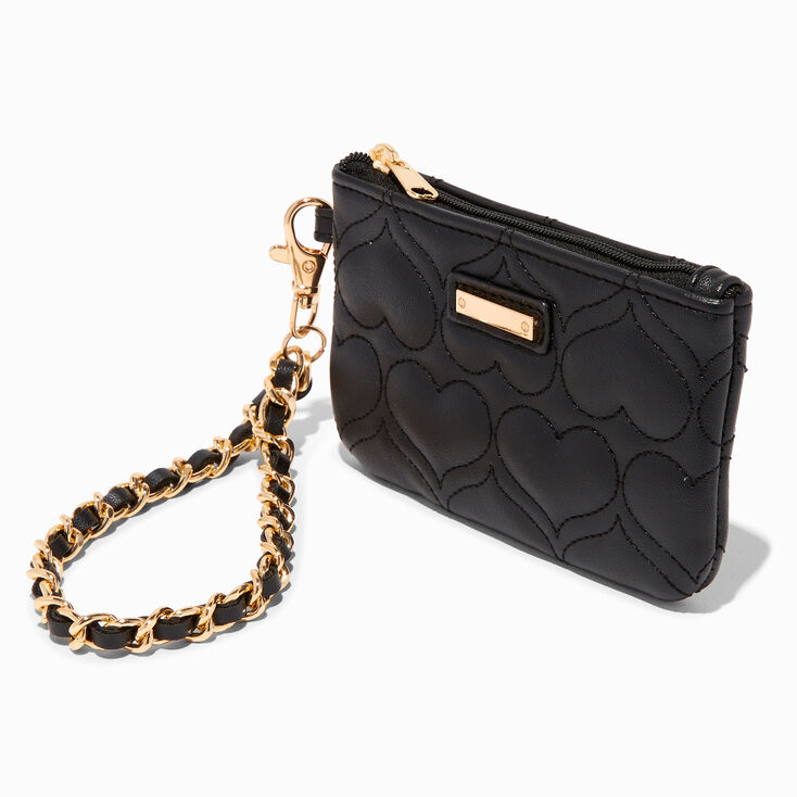 Black Heart Quilted Coin Purse,