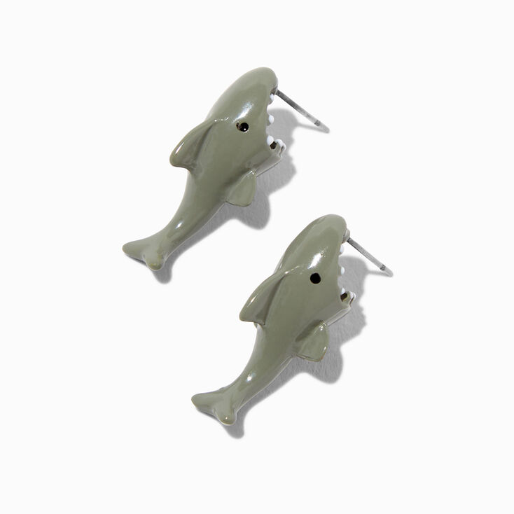 Gray Shark Ear Jacket Earrings,