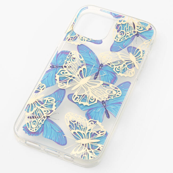 Coque de protection pour portable papillon bleu - Compatible avec iPhone&nbsp;12/12 Pro,