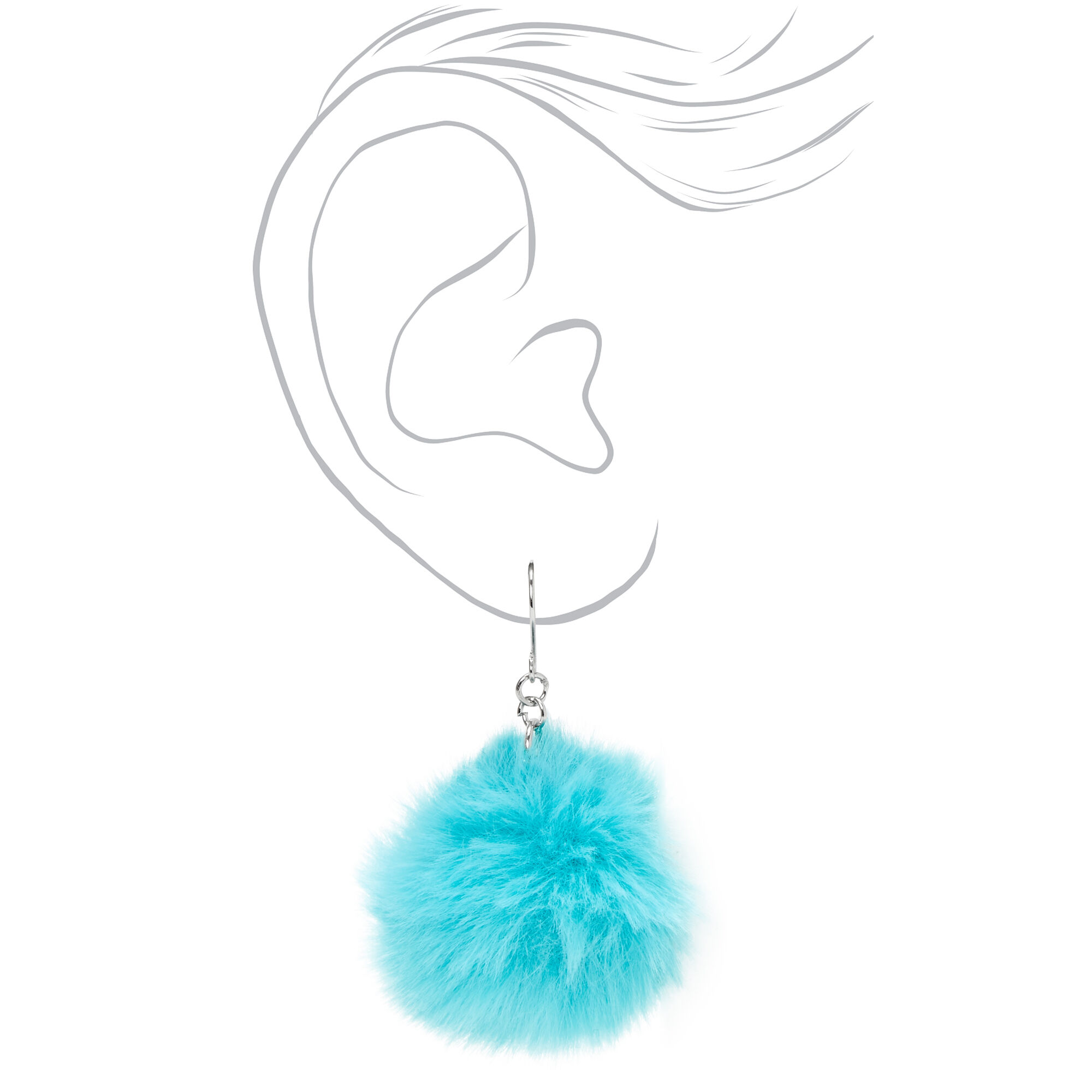 Turquoise 1.5'' Pom Pom Drop Earrings,