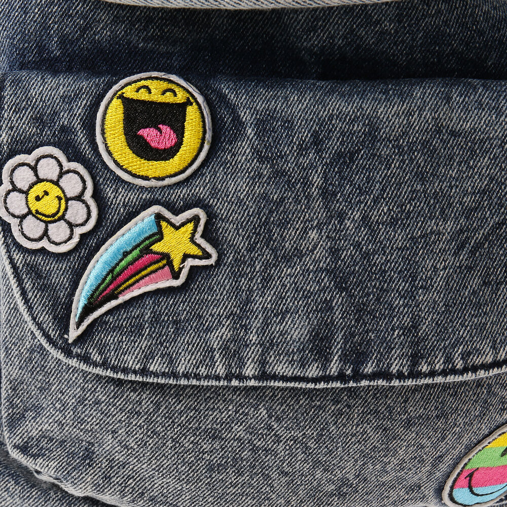 Sac à dos en jean avec écussons Smiley,