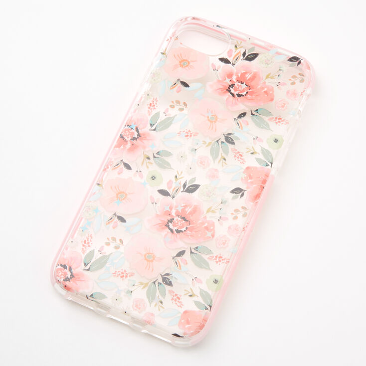 Claire's Coque de protection pour portable florale corail - Compatible avec iPhone 6/7/8/SE