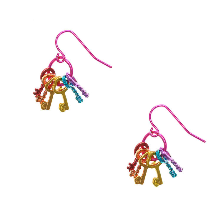 Rainbow Key Drop Earrings,