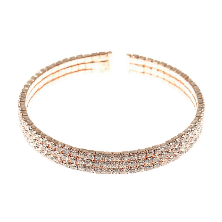Rose Gold Gl Rhinestone Cuff Statement Bracelet Claire S Rose Gold Gl Rhinestone Cuff Statement Bracelet