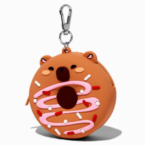 Capybara Frosted Donut Mini Mart Jelly Coin Purse Keychain,