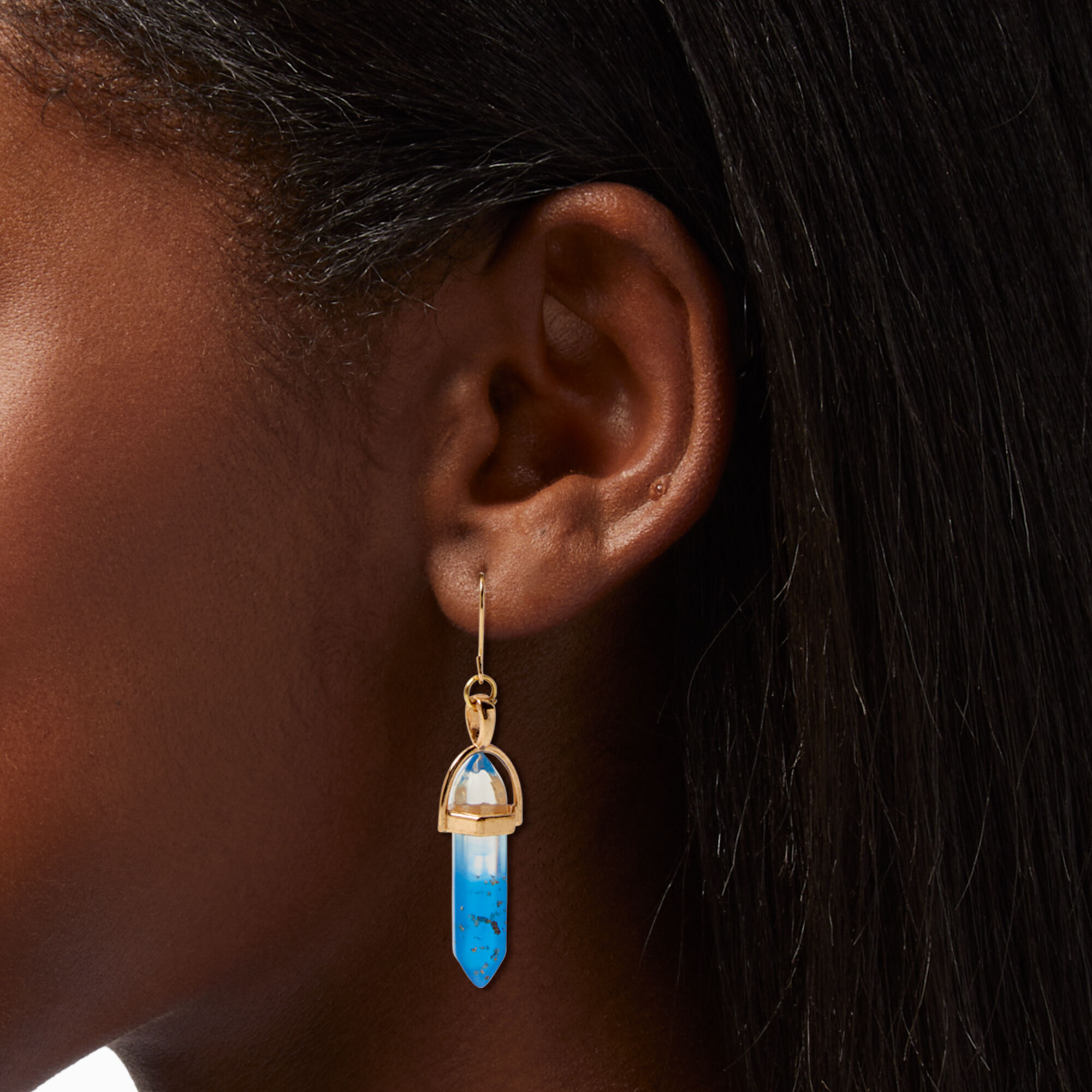 Blue Glow In The Dark Mystical Gem Drop Earrings Claire s US