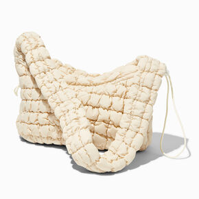 Sac bandouli&egrave;re matelass&eacute; couleur ivoire,