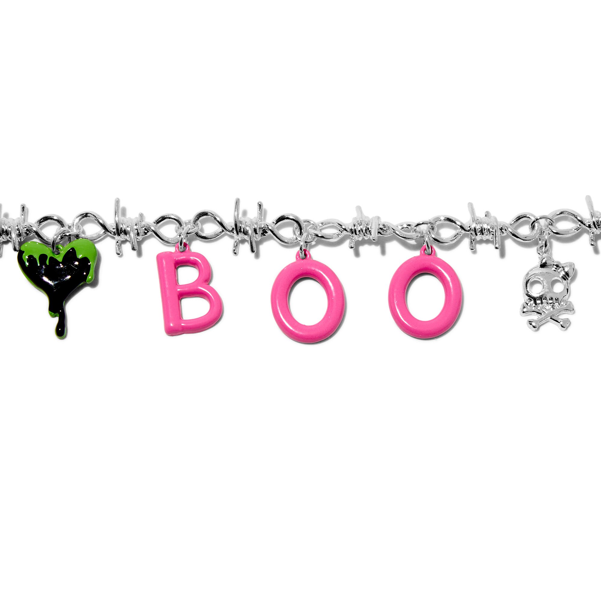 "Boo" Halloween Charm Barbed Wire Bracelet,