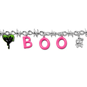 &quot;Boo&quot; Halloween Charm Barbed Wire Bracelet,