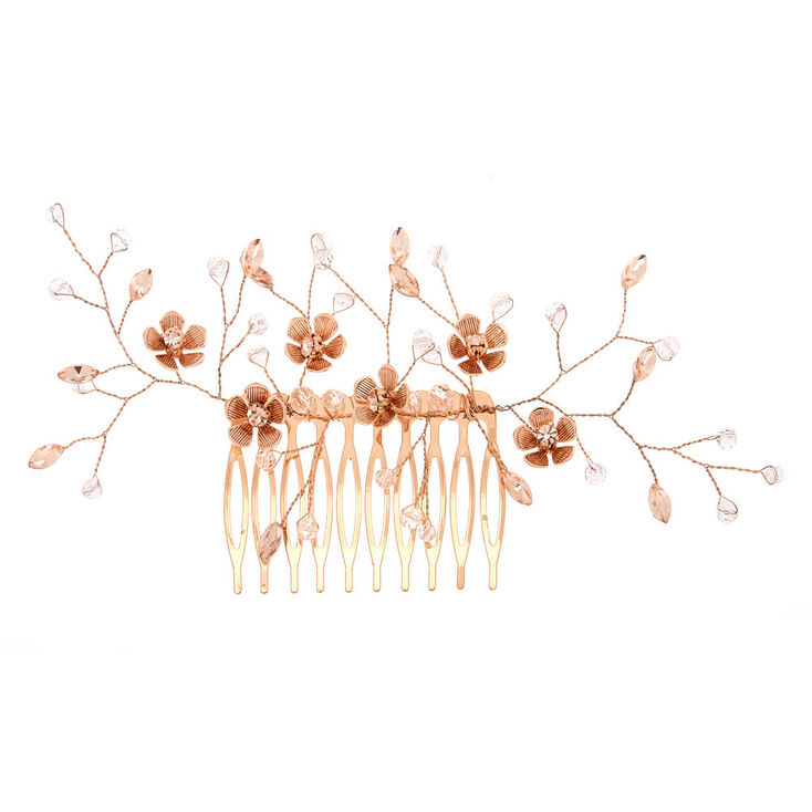 Claire's Peigne floral couleur doré rose