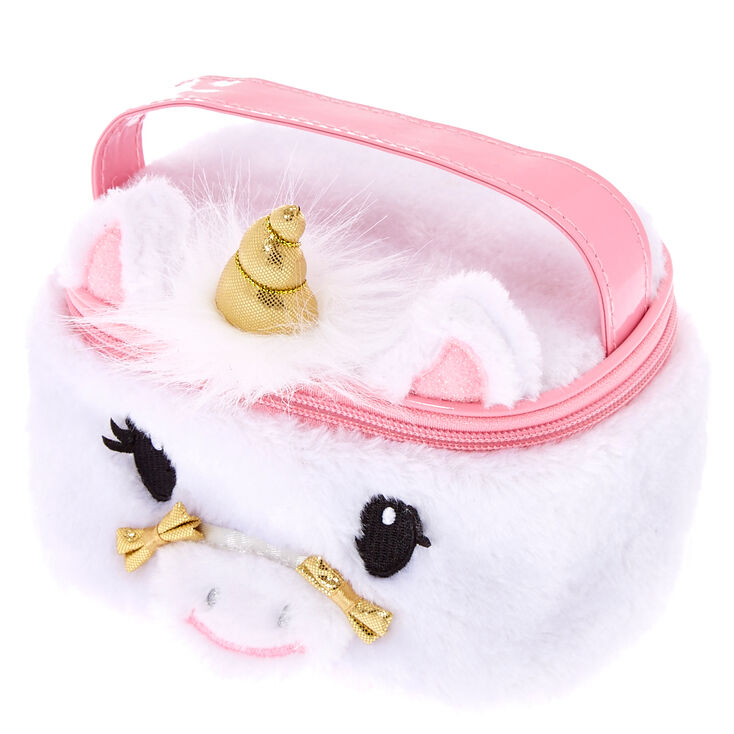 Trousse de maquillage licorne avec corne dor&eacute;e pour enfants,
