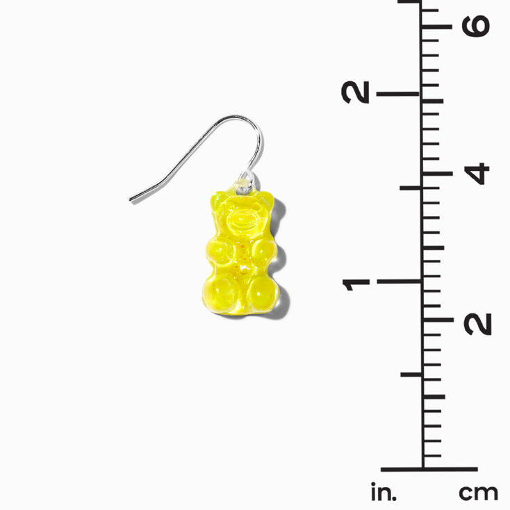 Yellow Glow  in the Dark Gummy Bear 0.5&quot; Drop Earrings,